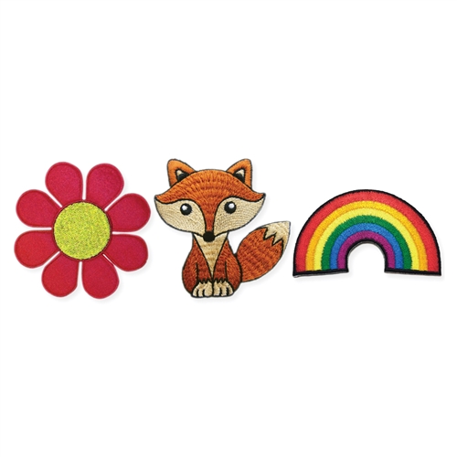 Flower, Fox & Rainbow Set of 3 Mini Stick On Patch