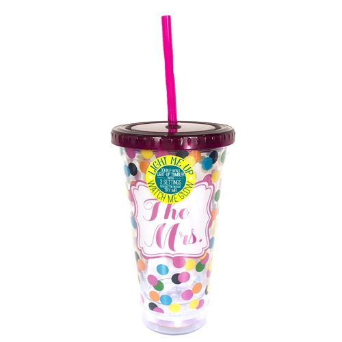 The Mrs. Light Up 17oz. Double Wall Travel Tumbler w Straw