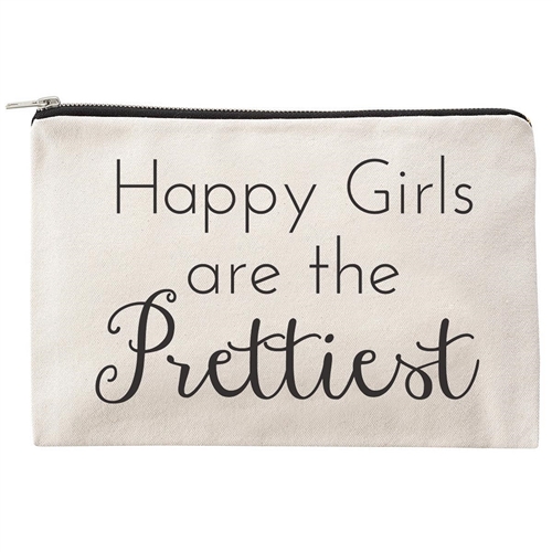 Happy Girls Are the Pretties Zip Cosmetic Case Travel Pouch