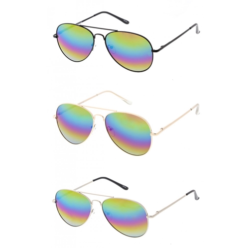 Bliss Classic Aviator Rainbow Lens Sunglasses