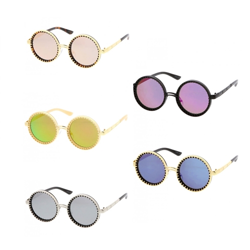 Fashion Culture Steampunk Round Mirrored Sunglasses