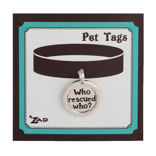 Zad Jewelry Who Rescued Who? Charm Dog Tag