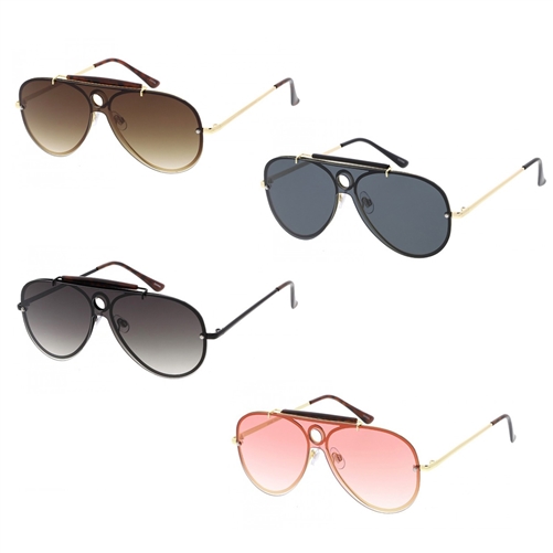 Raver 60 mm Rimless Flat Shield Aviator Sunglasses