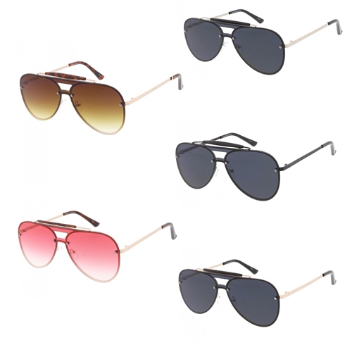 Hotshot Rimless Flat Shield Aviator Sunglasses