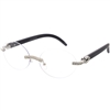 Fashion Culture Crystal-Embellished Rimless Oval Blue Light Glasses, Black/Silver Frame - Stylish Blue Light Blocking Eyeglasses for Women & Men