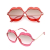Smooch Kiss Red Lips Statement Sunglasses with Translucent Frame & UV Protection