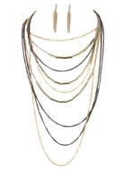 Long Multi Chain Statement Necklace & Earrings
