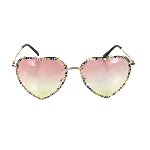 Alia Rhinestone Heart Ombre Lens Sunglasses