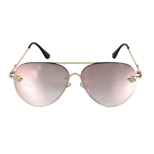 Fashion Culture Beehave Bee Charm Mirrored 60mm Aviator Sunglasses