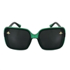 Fashion Culture Oversized Square Sunglasses with Bee Charm, Green UV Protection Shades for Daily Wear