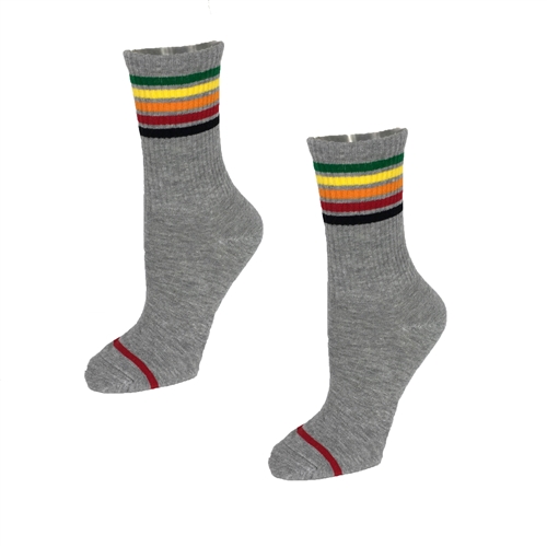 Retro Multi Color Striped Tube Crew Socks