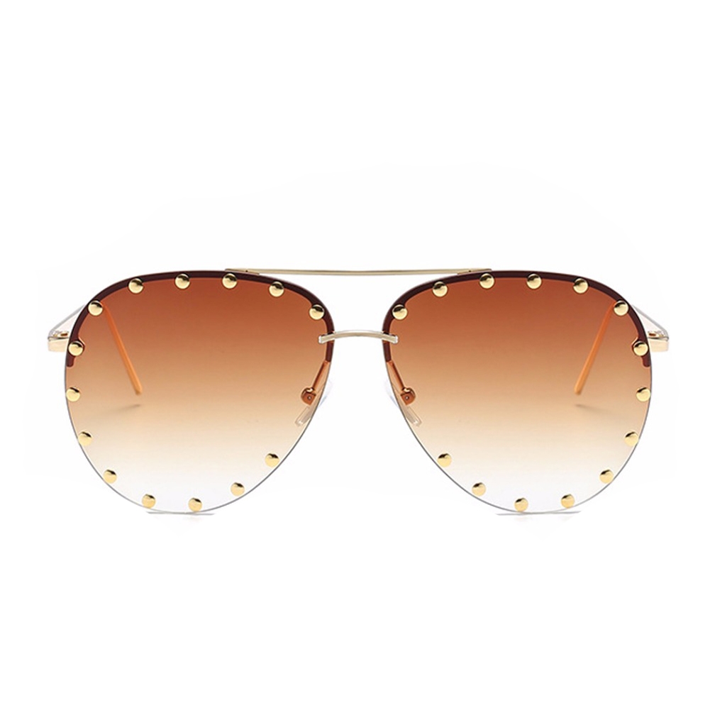 Diamond Cut Edge Rimless Two-tone Sunglasses
