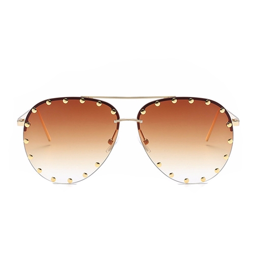 Unisex Affair Studded Aviator Sunglasses Ombre Lens