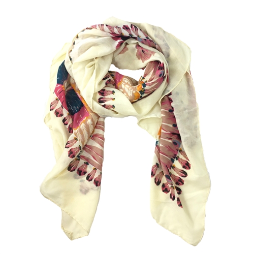 Fashion Culture Boho Feather Print Oversized Scarf Sarong, Multi