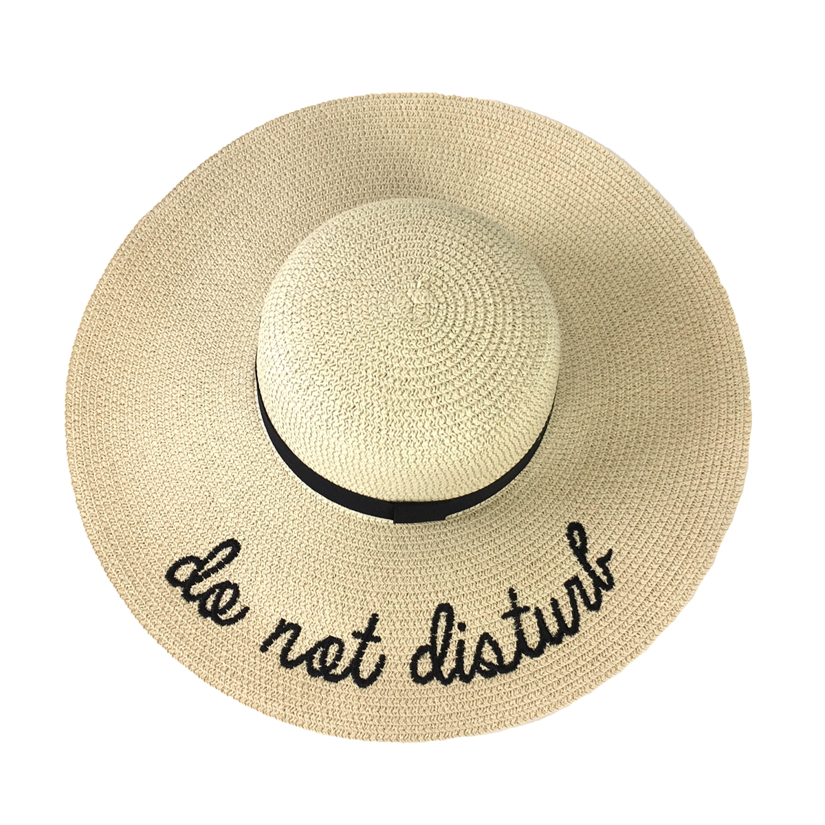 Beautiful “Do Not Disturb” summer hat Womens Do Not Disturb Sequined Wide Brim Sun Hat - Natural  main image 4