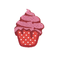 Red Velvet Cupcake Embroidered Iron On Patch Applique