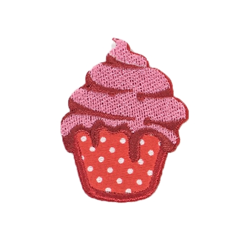 Red Velvet Cupcake Embroidered Iron On Patch Applique