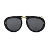Crystal Oversized Aviator Sunglasses Black Rhinestone Folding Designer Style Unisex Statement Shades Compact UV Protection Travel Eyewear