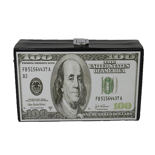 Fashion Culture Show Me The Benjamins $100 Bill Money Box Clutch