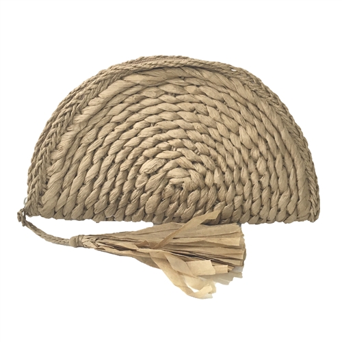 Fashion Culture  Suvi Woven Straw Half Moon Clutch