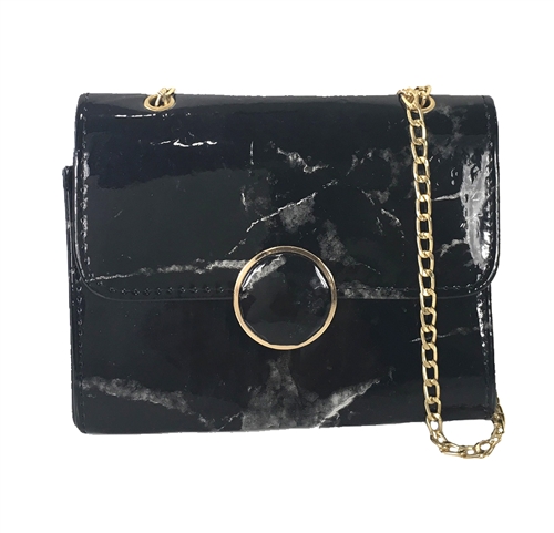 Fashion Culture Marble Print Chain Shoulder Bag