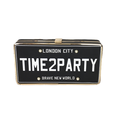 Fashion Culture Time 2 Party License Plate Convertible Clutch