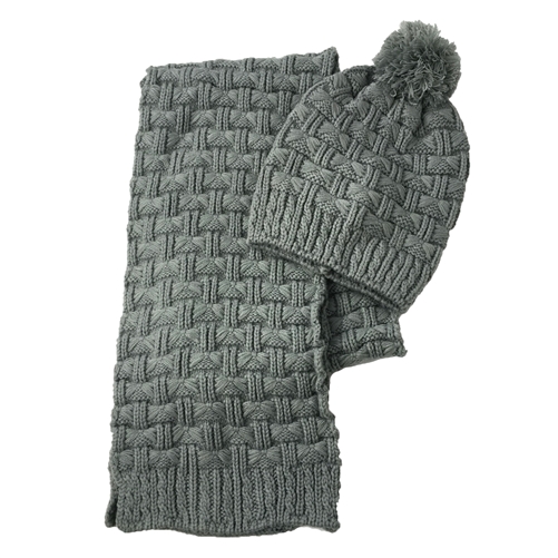 Bow Knit Scarf & Beanie Hat 2 Pcs Set