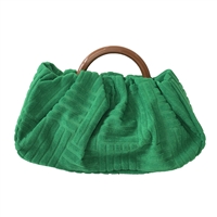 Fashion Culture Adele embossed pouchette clutch bag with soft textured fabric, raised bar pattern, glossy top ring handle and compact evening purse silhouette.