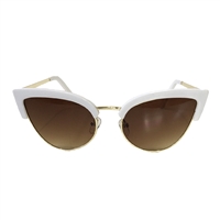 Monica High Pointed Vintage Style Half Frame Cat Eye Sunglasses