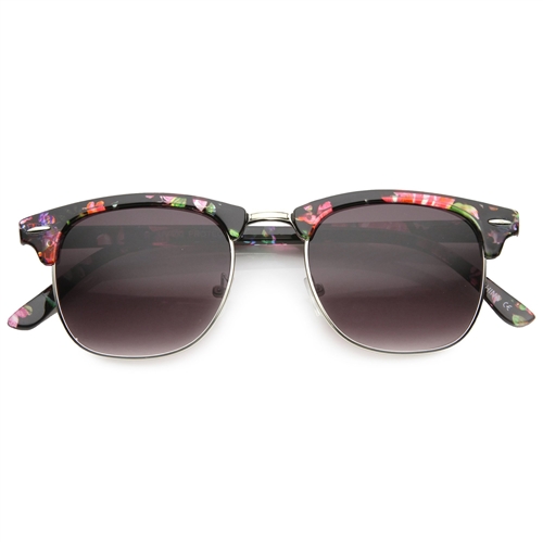Bloom Square Half Frame Floral Print Sunglasses