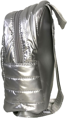 Silver Metallic Quilted Puffer Mini Backpack: Fashion  display picture 1