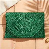 Fashion Culture Eliza Crochet Straw Envelope Clutch, Multi Color Woven Summer Handbag For Women, Handcrafted Natural Fiber Small Snap Pouch Evening Beach Wedding Bag Artisan Accessory 10 Inch