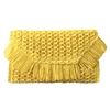 Heidi Fringe Staw Slim Clutch Bag Sunshine Yellow