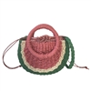 Fruity Watermelon Straw Mini Tote Crossbody Bag, Woven Summer Novelty Handbag with Circle Handles