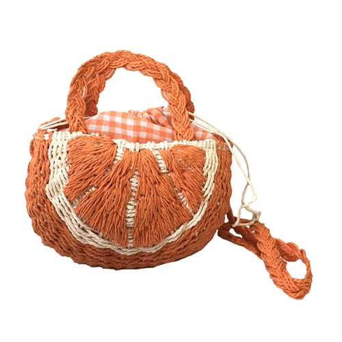 Fashion Culture Clementine Orange Slice Straw Mini Tote Crossbody