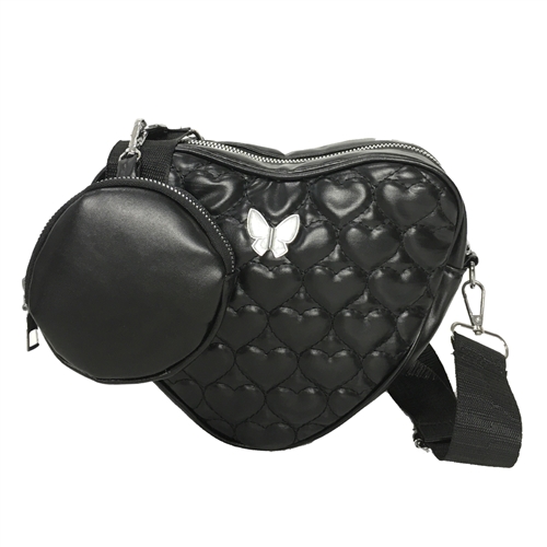 Hearts A Flutter Heart-Shaped Quilted Faux Leather