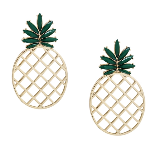Tropics Pineapple Earrings, Gold