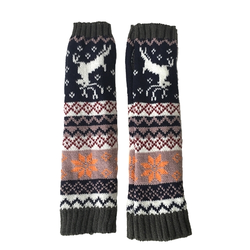 Winter Fairisle Print Knit Arm Warmer Fingerless Glove