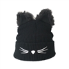 Fashion Culture Kitty Critter Beanie: Black Fuzzy Cat Ear Winter Hat with Pom Pom â Warm & Cozy Women's Knit Beanie
