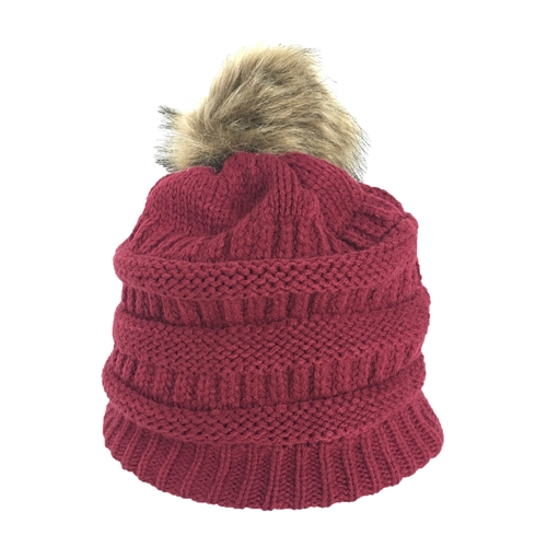 Fashion Culture Knit Pom Pom Fleece Lined Beanie Hat