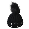 Pearly Mix Bead & Stud Embellished Knit Beanie Hat