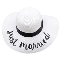 Just Married Honeymoon Floppy Straw Sun Hat