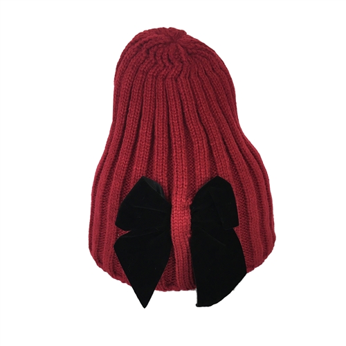 Fashion Culture Velvet Bow Beanie Hat
