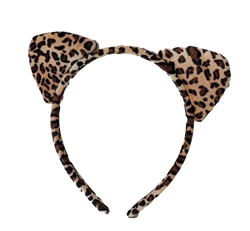 Fashion Culture Women's Leopard Print Cat Ears Headband, 3D Animal Pattern Hair Accessory, Brown and Black, Band, , Stylish Accessory