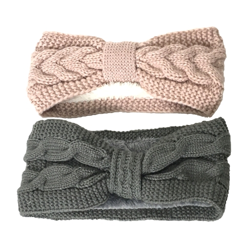 Braided Knit Fleece Lined Headband Ear Warmers