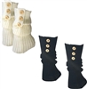 Fashion Culture Knit Ribbed Leg Warmers Boot Toppers with Buttons Decor