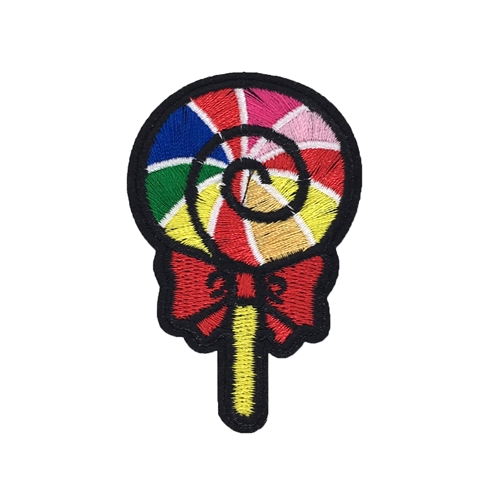 Rainbow Lollipop Embroidered Iron On Patch Applique