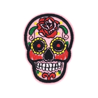 Rose Sugar Skull Embroidered Iron On Patch Applique