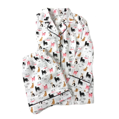 Cat Print Pajama Lounge Shorts & Top Set
