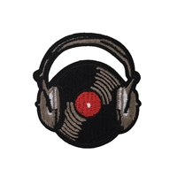 Retro Vinyl Record Headphones Embroidered Iron On Patch Applique